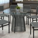 Ver imagem 2 de Mesa de Jantar Redonda 4 Lugares Tampo de Vidro Lisboa Cinza/Preto