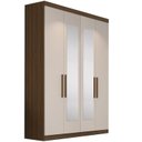 Ver imagem 4 de Guarda Roupa Solteiro 4 Portas 2 Gavetas Paris com Espelho Off White/Nogueira