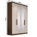 Ver imagem 5 de Guarda Roupa Solteiro 4 Portas 2 Gavetas Paris com Espelho Off White/Nogueira