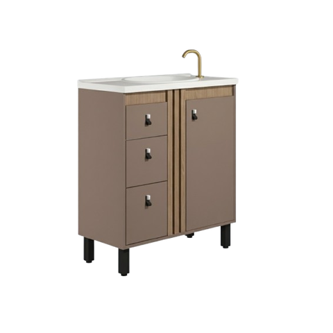 Gabinete para Banheiro com Tampo de Pedra Samir 60cm
