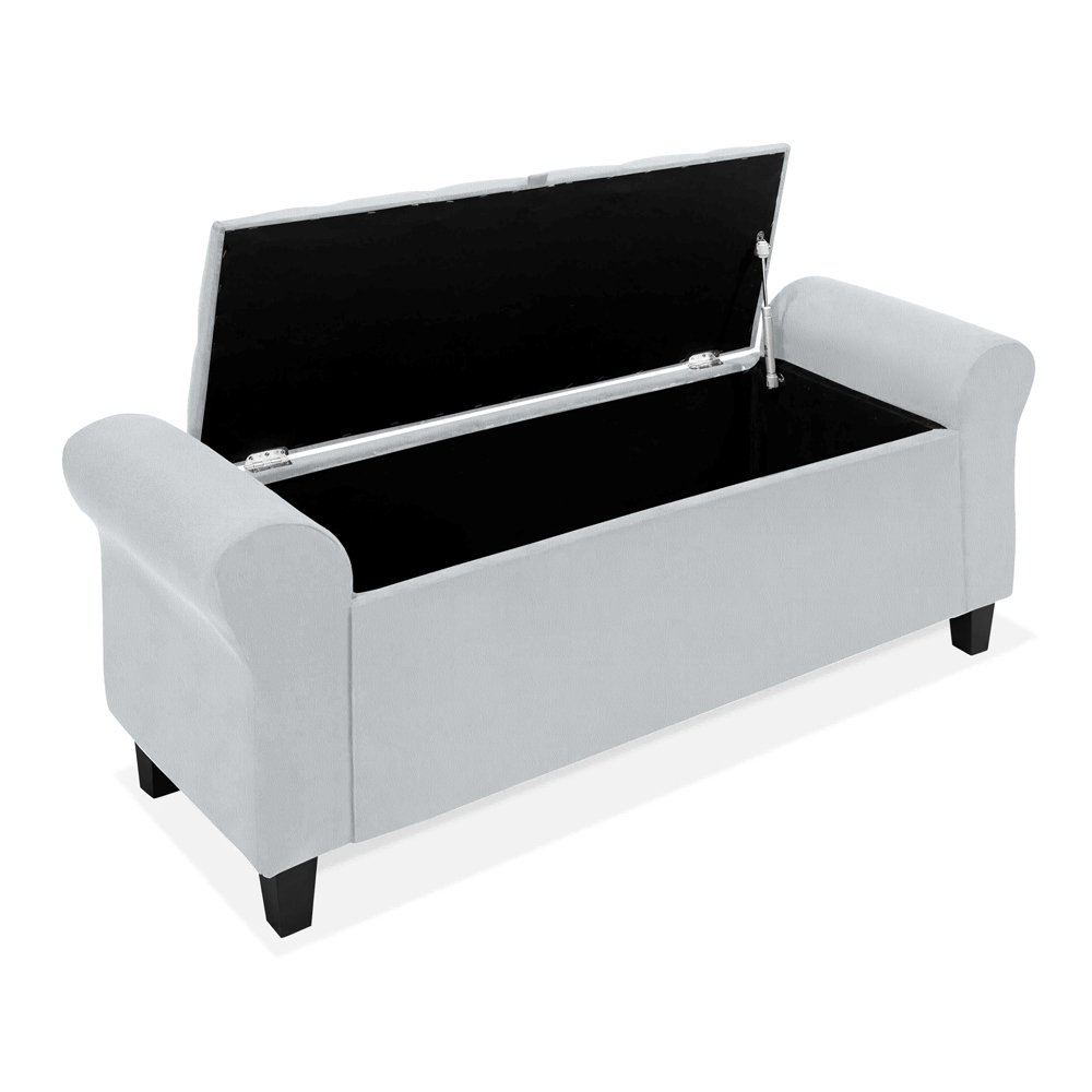 Divã Recamier Baú 1.30 para Cama de Casal Dubai Corino Branco - Lh Moveis - 2