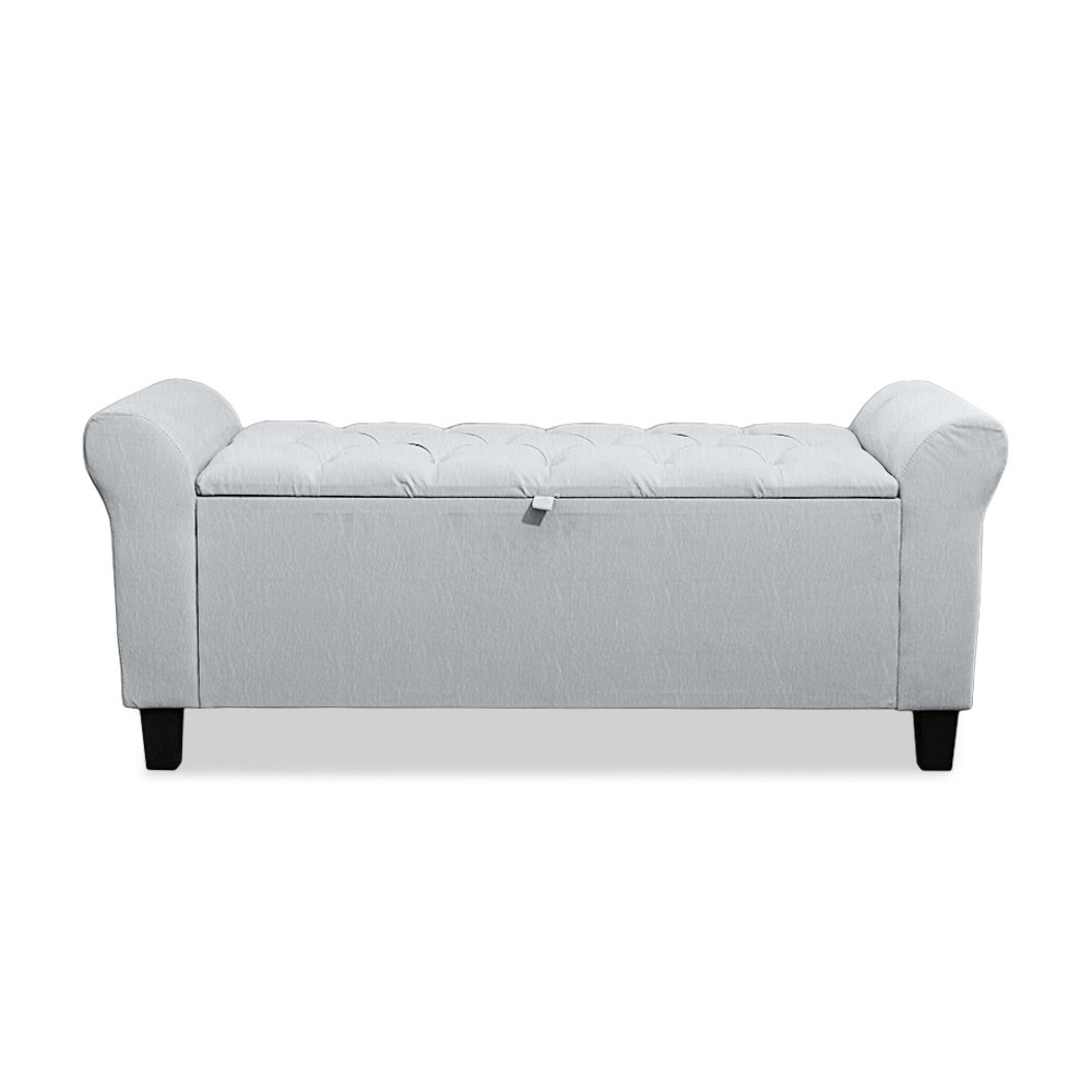 Divã Recamier Baú 1.30 para Cama de Casal Dubai Corino Branco - Lh Moveis - 10