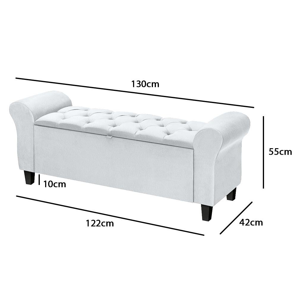 Divã Recamier 1.30 Para Cama de Casal Dubai Corino Branco - LH Moveis - 4