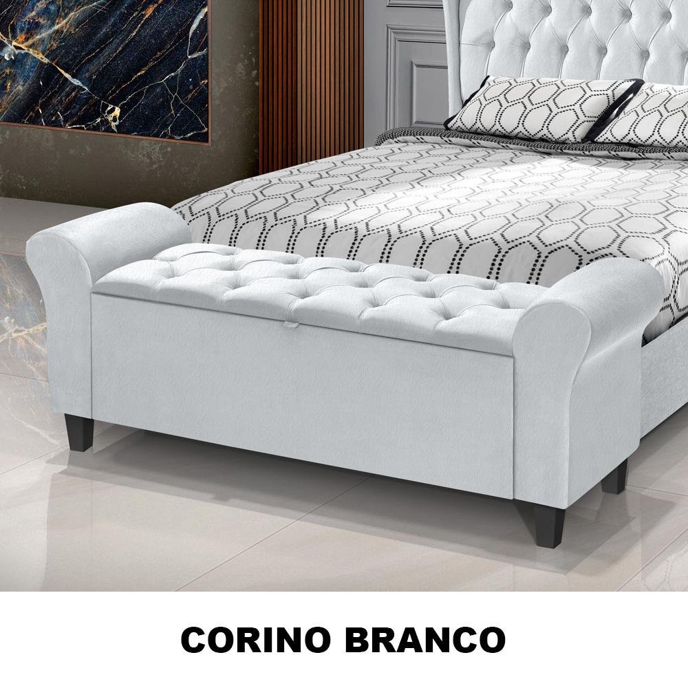 Divã Recamier 1.30 Para Cama de Casal Dubai Corino Branco - LH Moveis - 2