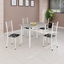 Ver imagem 1 de Conjunto de Mesa Tubular 100x60cm Tampo em Topázio com 4 Cadeiras Dany Branco/Preto