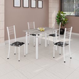 Conjunto de Mesa Tubular 100x60cm Tampo em Topázio com 4 Cadeiras Dany - 1