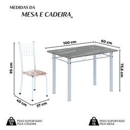 Conjunto de Mesa Tubular 100x60cm Tampo em Topázio com 4 Cadeiras Dany - 3