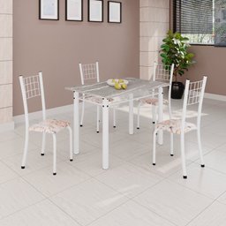 Conjunto de Mesa Tubular 100x60cm Tampo em Topázio com 4 Cadeiras Dany - 1