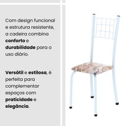 Conjunto de Mesa Tubular 100x60cm Tampo em Topázio com 4 Cadeiras Dany - 7