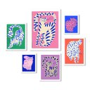 Ver imagem 2 de Kit 6 Quadros Artes Gatos Pintados Coloridos:moldura Branca