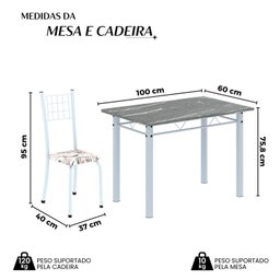Conjunto de Mesa Tubular 100x60cm Tampo em Topázio com 4 Cadeiras Dany - 3