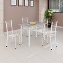 Ver imagem 1 de Conjunto de Mesa Tubular 100x60cm Tampo em Topázio com 4 Cadeiras Dany Branco/Arabesco