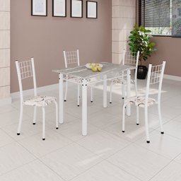 Conjunto de Mesa Tubular 100x60cm Tampo em Topázio com 4 Cadeiras Dany - 1