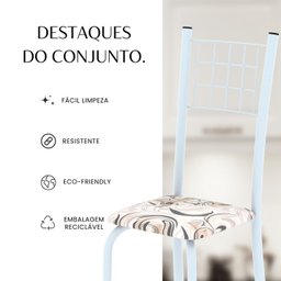 Conjunto de Mesa Tubular 100x60cm Tampo em Topázio com 4 Cadeiras Dany - 12