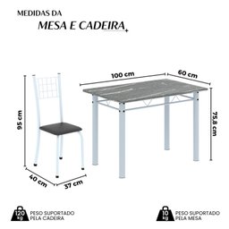 Conjunto de Mesa Tubular 100x60cm Tampo em Topázio com 4 Cadeiras Dany - 3