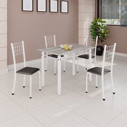 Conjunto de Mesa Tubular 100x60cm Tampo em Topázio com 4 Cadeiras Dany - 1