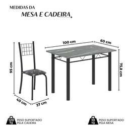 Conjunto de Mesa Tubular 100x60cm Tampo em Topázio com 4 Cadeiras Dany - 3