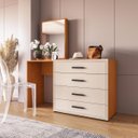 Ver imagem 1 de Cômoda Penteadeira Valência 4 Gavetas Espelho 149x160cm Creme/Freijó 250803