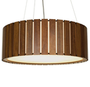 Ver imagem 1 de Pendente Redondo Mdf Ripado 60cm – Madeira Imbuia, Bivolt
