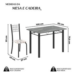 Conjunto de Mesa Tubular 100x60cm Tampo em Topázio com 4 Cadeiras Dany - 4
