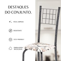 Conjunto de Mesa Tubular 100x60cm Tampo com 4 Cadeiras Dany - 12