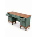 Ver imagem 4 de Mesa Escrivaninha 10 Gavetas Clássica Pés Luiz Xv Sala Quarto Ecomem Verde Musgo - Imbuia