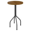 Ver imagem 1 de Mesa Bistrô Redonda Ripada Madeira Maciça 70cm Marrom/Martelado Prata