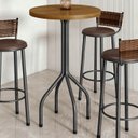 Ver imagem 2 de Mesa Bistrô Redonda Ripada Madeira Maciça 70cm Marrom/Martelado Prata
