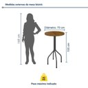 Ver imagem 3 de Mesa Bistrô Redonda Ripada Madeira Maciça 70cm Marrom/Martelado Prata