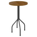 Ver imagem 1 de Mesa Bistrô Redonda Ripada Madeira Maciça 70cm Marrom/Martelado Prata