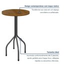 Ver imagem 6 de Mesa Bistrô Redonda Ripada Madeira Maciça 70cm Marrom/Martelado Prata
