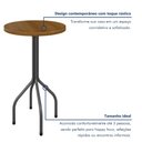 Ver imagem 6 de Mesa Bistrô Redonda Ripada Madeira Maciça 70cm Marrom/Martelado Prata