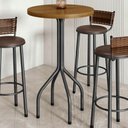Ver imagem 2 de Mesa Bistrô Redonda Ripada Madeira Maciça 70cm Marrom/Martelado Prata