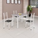 Ver imagem 1 de Conjunto de Mesa Tubular 100x60cm Tampo com 4 Cadeiras Dany Bronze/Preto/Branco