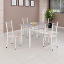 Ver imagem 1 de Conjunto de Mesa Tubular 100x60cm Tampo com 4 Cadeiras Dany Branco/Bege