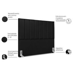 Cabeceira Estofada Carla 160 Cm Corino Preto - 4