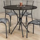 Ver imagem 2 de Mesa de Jantar Redonda 4 Lugares Ardósia 70cm Kelly Preto/Ardósia Indiana/Prata