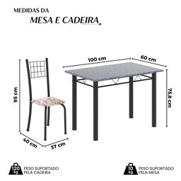 Conjunto de Mesa Tubular 100x60cm Tampo com 4 Cadeiras Dany - 3