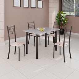 Conjunto de Mesa Tubular 100x60cm Tampo com 4 Cadeiras Dany - 1