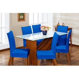 Kit de Capas de Cadeira Estofada 6 Lugares Mesa de Jantar Protege Muda a Decoração Malha Helanca Lis - 1