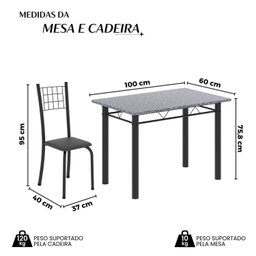 Conjunto de Mesa Tubular 100x60cm Tampo com 4 Cadeiras Dany - 3