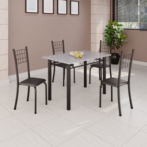 Conjunto de Mesa Tubular 100x60cm Tampo com 4 Cadeiras Dany