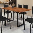 Ver imagem 2 de Mesa de Jantar 6 Lugares Industrial Madeira 136x75cm Marrom Preto