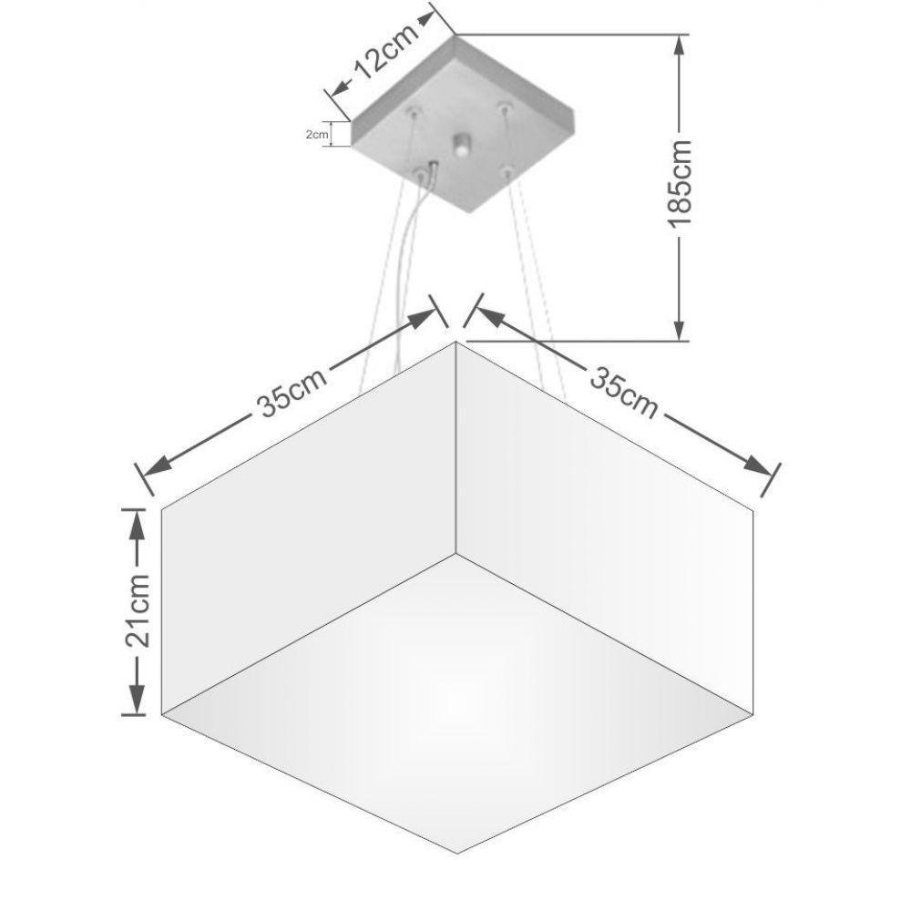 Lustre Pendente Quadrado Md-4005 21/35x35cm Branco Bivolt - 2