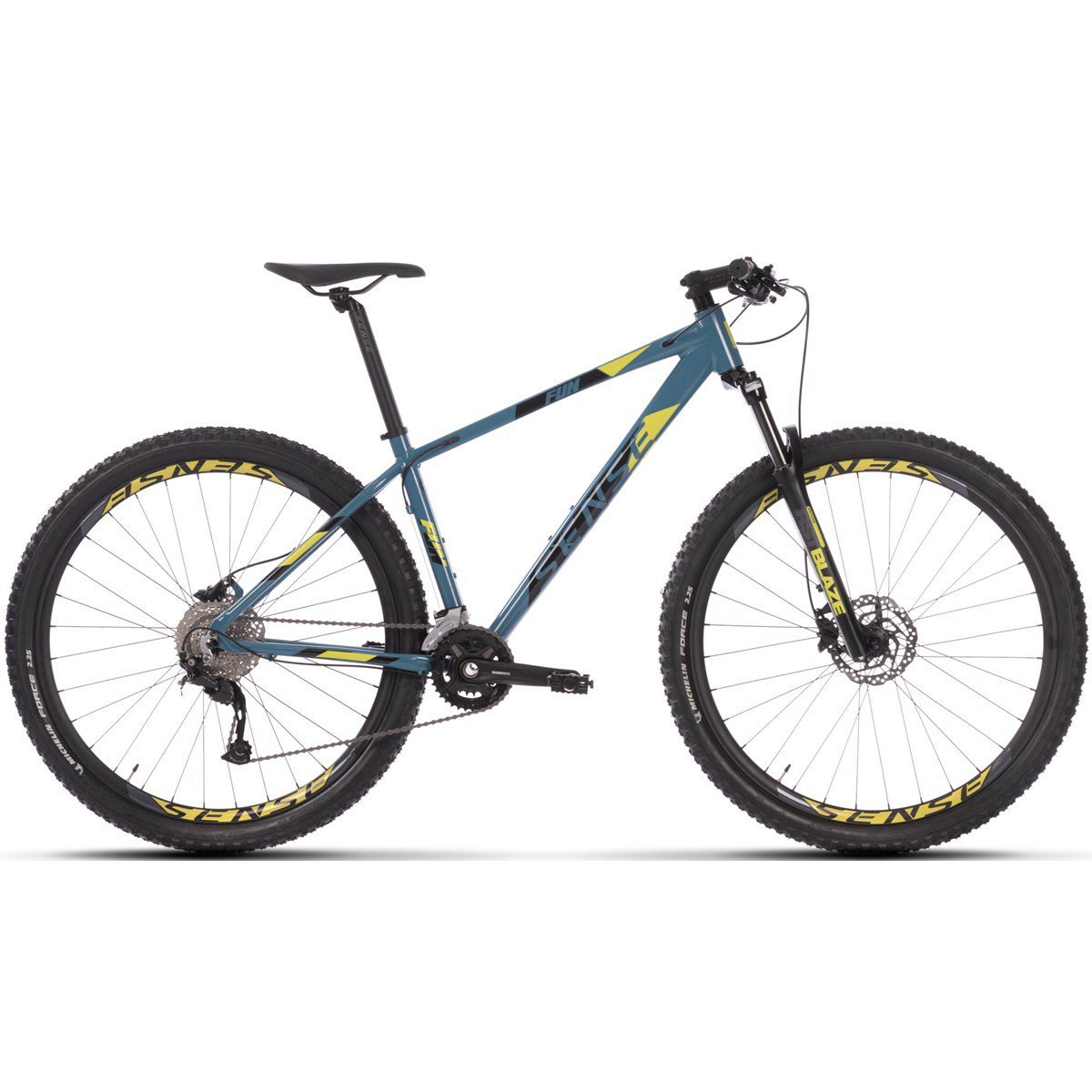 Bicicleta Mtb Sense Fun Evo 2023 Freio Hidráulico 2x9 Velocidades Shimano Alívio:Azul/Amarelo/19 - 2