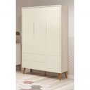 Ver imagem 2 de Guarda-roupa Retrô 3 Portas Théo New Areia Fosco com Madeira - Moveisaqui