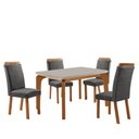 Ver imagem 1 de Mesa de Jantar Liz 120 cm Tampo MDF Vidro Canto Copo com 4 Cadeira Aline