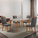 Ver imagem 2 de Mesa de Jantar Liz 120 cm Tampo MDF Vidro Canto Copo com 4 Cadeira Aline
