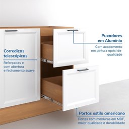 Cozinha Compacta 4 Peças 2 Aéreos 1 Balcão 1 Paneleiro Torre Quente Soho CabeCasa MadeiraMadeira - 8