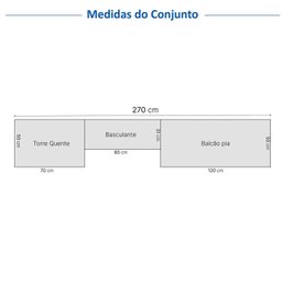 Cozinha Compacta 4 Peças 2 Aéreos 1 Balcão 1 Paneleiro Torre Quente Soho CabeCasa MadeiraMadeira - 4